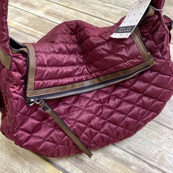 Sol and Selene quilted nylon burgundy Shoulder Tote Bag - Picture 7 of 13
